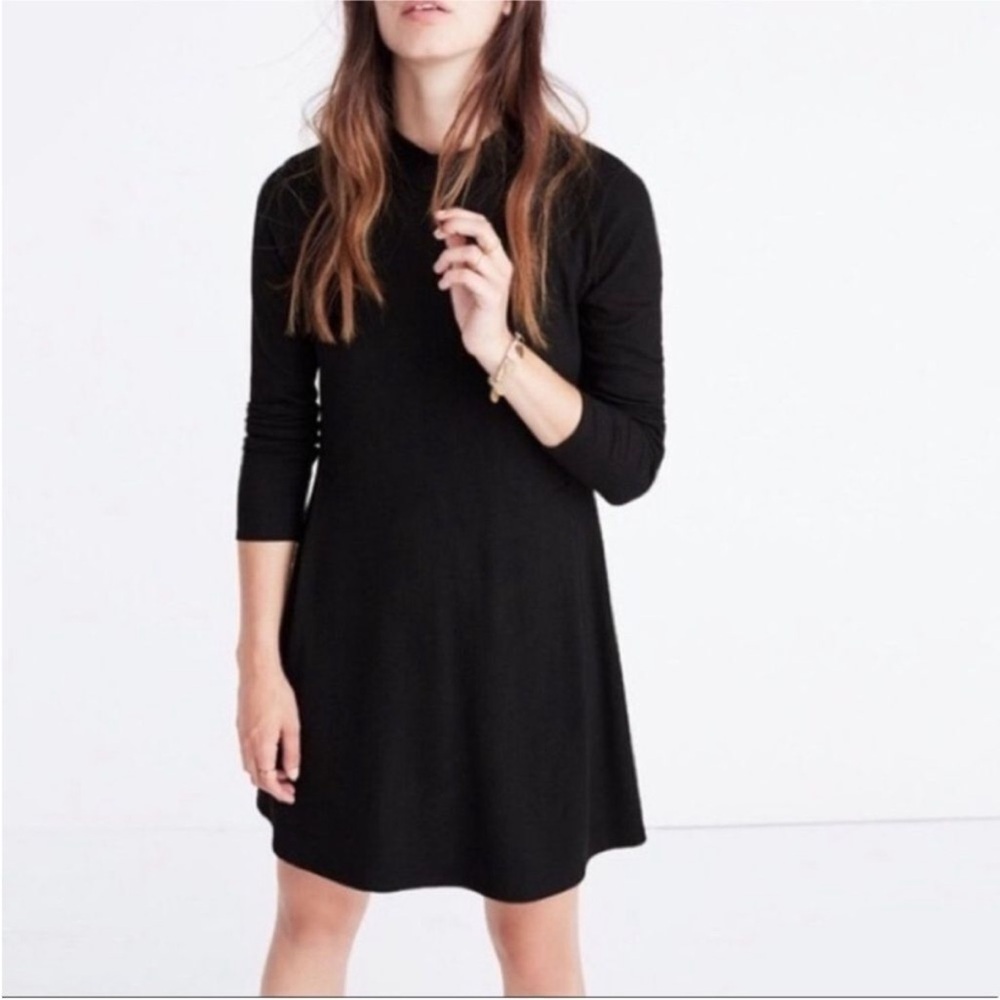 Madewell black long sleeve ribbed dress